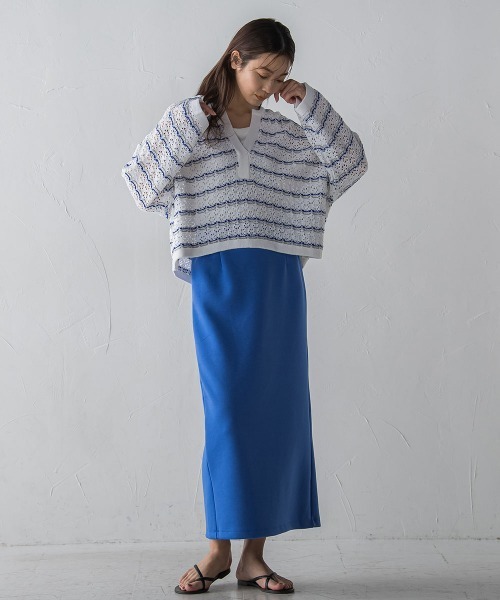 socolla(ソコラ)の「【socolla】【WEB別注】ダンボールストレートスカート(スカート・レディース・ブラック/ブルー/ベージュ・M)」の16枚目の写真