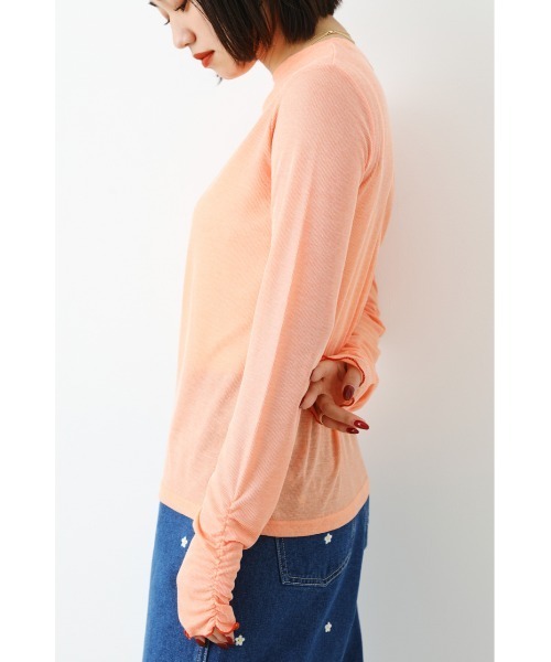 RODEO CROWNS WIDE BOWL(ロデオクラウンズワイドボウル)の「ポイントメローシアートップス(Tシャツ/カットソー・レディース・ライトブルー/ブラック/オレンジ系その他・FREE)」の6枚目の写真