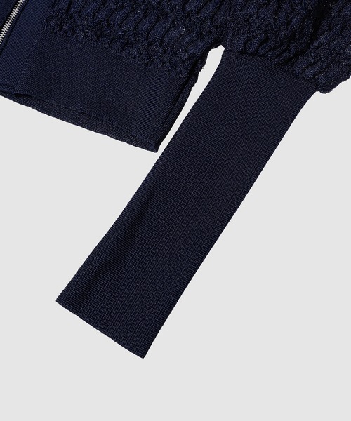 YOHEI OHNO（ヨウヘイオオノ）の「Asunaro Lace Cardigan（カーディガン/ボレロ・レディース・ネイビー/イエロー・36）」の5枚目の写真