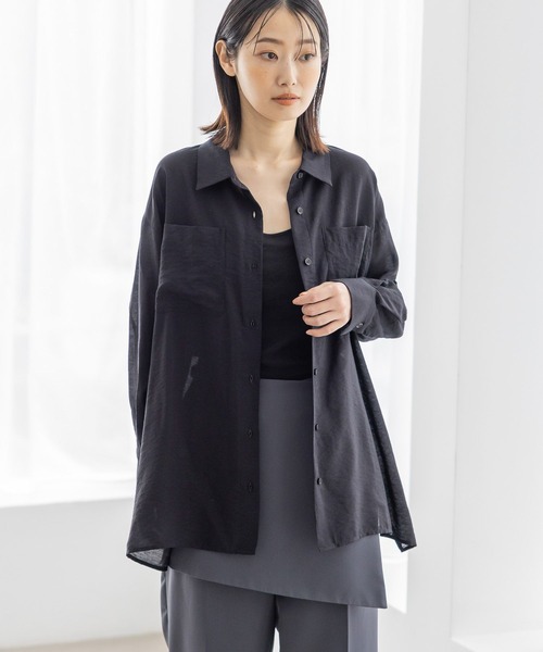 LAKOLE（ラコレ）の「ベーシックシアーシャツ / 188194（シャツ/ブラウス・レディース・ピンク/ブラウン系その他/オフホワイト/ブラック・SMALL/MEDIUM）」の6枚目の写真