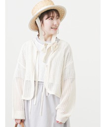 ehka sopo | メッシュ編みリボンカーディガン(カーディガン/ボレロ)