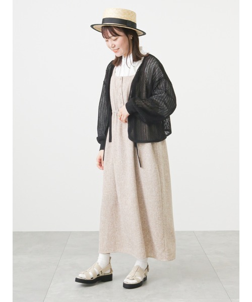 ehka sopo（エヘカソポ）の「メッシュ編みリボンカーディガン（カーディガン/ボレロ・レディース・ブラック/サックスブルー/キナリ・ﾌﾘ-）」の17枚目の写真