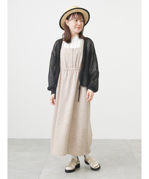 ehka sopo（エヘカソポ）の「メッシュ編みリボンカーディガン（カーディガン/ボレロ・レディース・ブラック/サックスブルー/キナリ・ﾌﾘ-）」の10枚目の写真