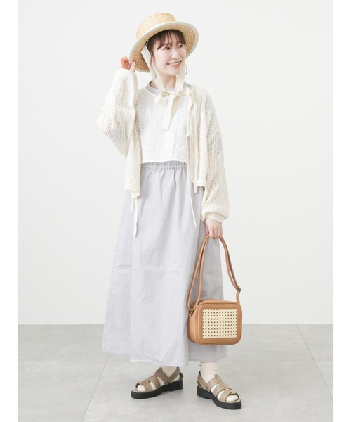 ehka sopo（エヘカソポ）の「メッシュ編みリボンカーディガン（カーディガン/ボレロ・レディース・ブラック/サックスブルー/キナリ・ﾌﾘ-）」の14枚目の写真