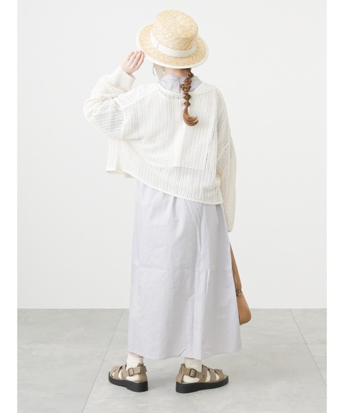 ehka sopo（エヘカソポ）の「メッシュ編みリボンカーディガン（カーディガン/ボレロ・レディース・ブラック/サックスブルー/キナリ・ﾌﾘ-）」の5枚目の写真