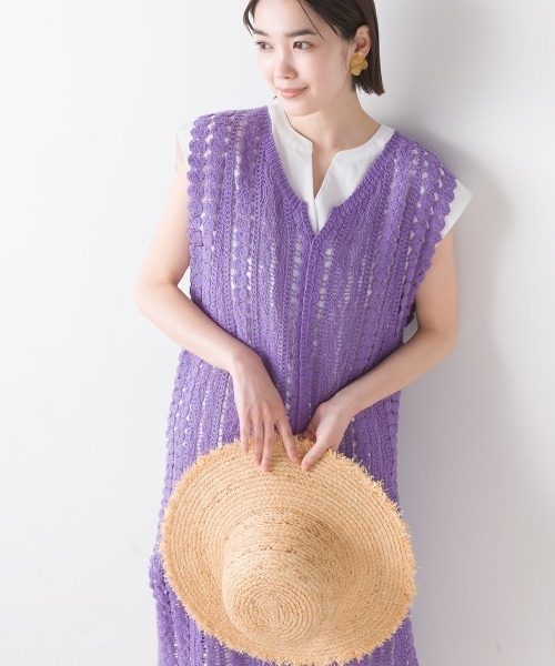 FURRY（ファーリー）の「カギ針切替レイヤードワンピース（ワンピース・レディース・パープル/ブラック・FREE）」の2枚目の写真