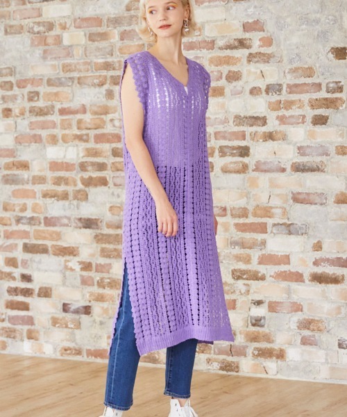 FURRY（ファーリー）の「カギ針切替レイヤードワンピース（ワンピース・レディース・パープル/ブラック・FREE）」の21枚目の写真