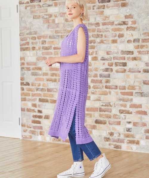 FURRY（ファーリー）の「カギ針切替レイヤードワンピース（ワンピース・レディース・パープル/ブラック・FREE）」の5枚目の写真