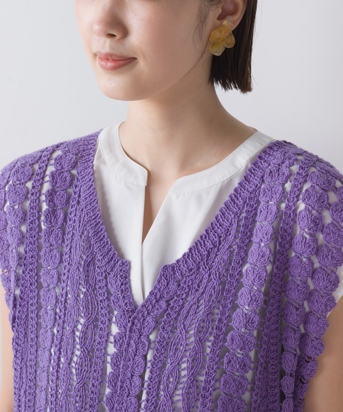 FURRY（ファーリー）の「カギ針切替レイヤードワンピース（ワンピース・レディース・パープル/ブラック・FREE）」の10枚目の写真