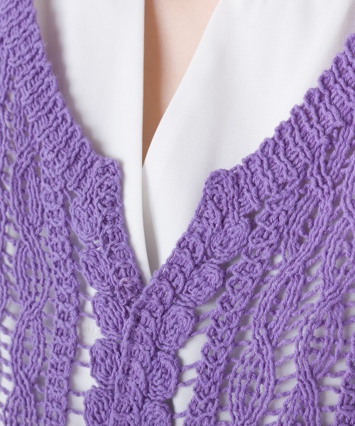 FURRY（ファーリー）の「カギ針切替レイヤードワンピース（ワンピース・レディース・パープル/ブラック・FREE）」の6枚目の写真