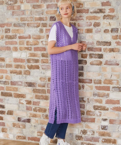 FURRY（ファーリー）の「カギ針切替レイヤードワンピース（ワンピース・レディース・パープル/ブラック・FREE）」の14枚目の写真