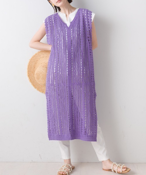 FURRY（ファーリー）の「カギ針切替レイヤードワンピース（ワンピース・レディース・パープル/ブラック・FREE）」の7枚目の写真