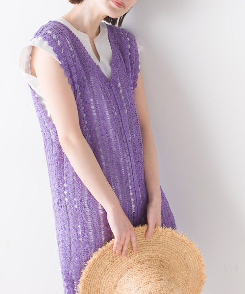 FURRY（ファーリー）の「カギ針切替レイヤードワンピース（ワンピース・レディース・パープル/ブラック・FREE）」の15枚目の写真