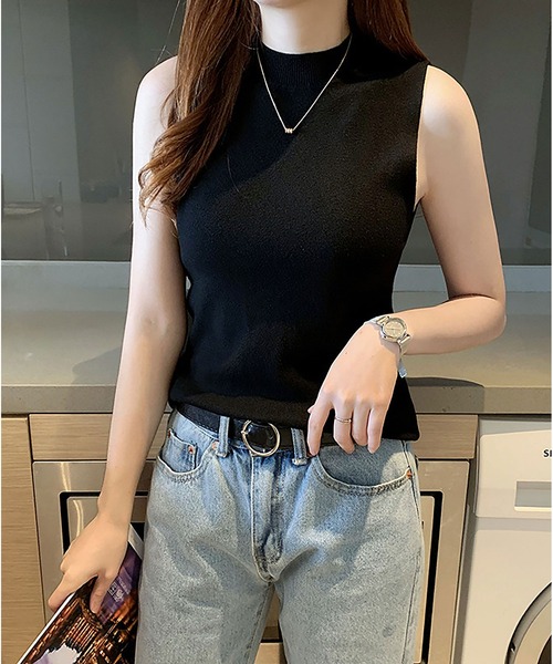 NinaetLina（ニナエリナ）の「ノースリーブニットプルオーバー（Tシャツ/カットソー・レディース・ブラウン系その他/グリーン/グレー/ホワイト/ブラック・FREE）」の7枚目の写真