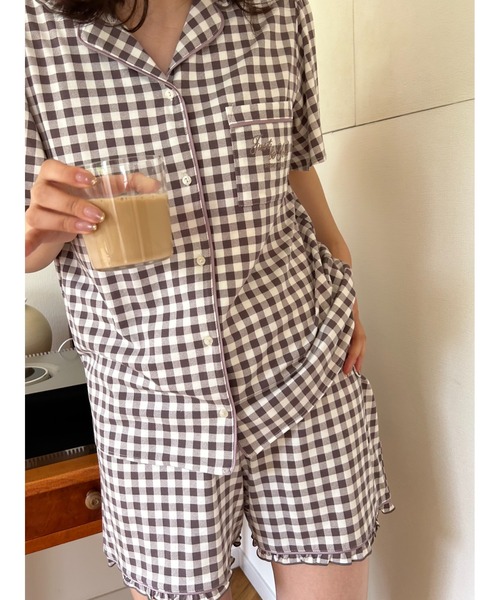 SNIDEL HOME(スナイデルホーム)の「【Moispro】開襟シャツ(ルームウェア/パジャマ・レディース・ネイビー/モカ/ピンク・1/0)」の19枚目の写真