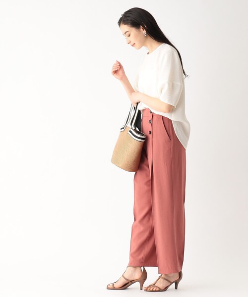 OPAQUE.CLIP（オペークドットクリップ）の「◆セットアップ対応　落ち感マリンパンツ【洗濯機洗い可】（その他パンツ・レディース・ライトベージュ/ネイビー/ライトグリーン/レンガ・36/38/40/42）」の5枚目の写真