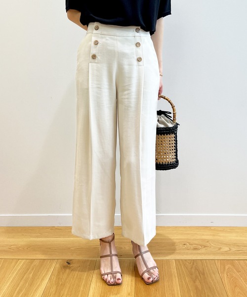 OPAQUE.CLIP（オペークドットクリップ）の「◆セットアップ対応　落ち感マリンパンツ【洗濯機洗い可】（その他パンツ・レディース・ライトベージュ/ネイビー/ライトグリーン/レンガ・36/38/40/42）」の2枚目の写真