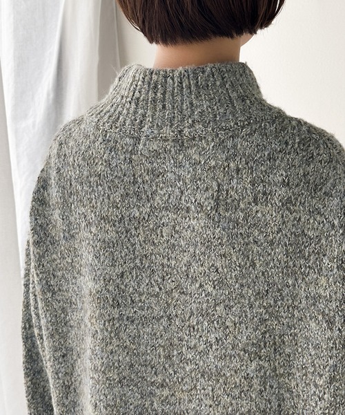 セール】ミックス糸でふんわりキュート。ミドル丈ニットワンピース