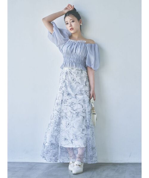 dazzlin（ダズリン）の「フラワーグリッターシアースカート（スカート・レディース・オフホワイト/ブラック・SMALL/MEDIUM）」の18枚目の写真