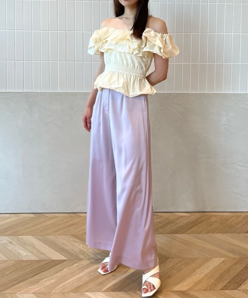 EIMY ISTOIRE(エイミーイストワール)の「サテンワイドパンツ(その他パンツ・レディース・ラベンダー/アイボリー/ブラック・S/M)」の13枚目の写真
