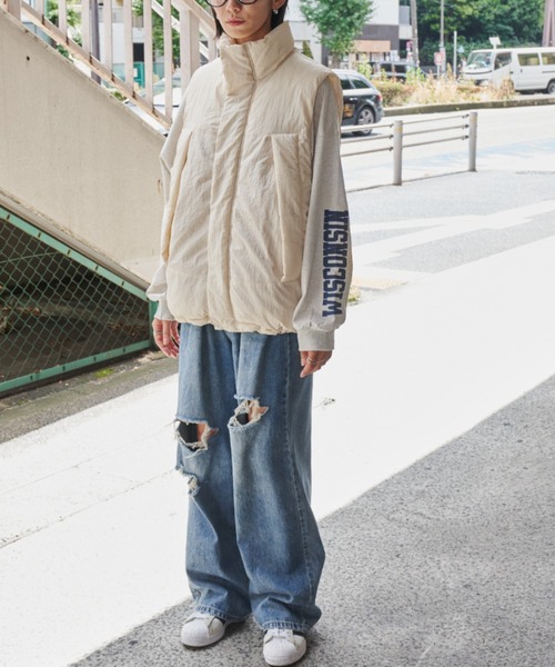 Auntie Rosa Holiday（アンティローザホリデー）の「中綿スタンドオーバーサイズベスト（ダウンベスト・レディース・ブラック/アイボリー・FREE）」の20枚目の写真