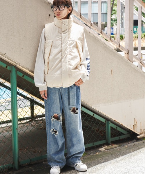 Auntie Rosa Holiday（アンティローザホリデー）の「中綿スタンドオーバーサイズベスト（ダウンベスト・レディース・ブラック/アイボリー・FREE）」の17枚目の写真