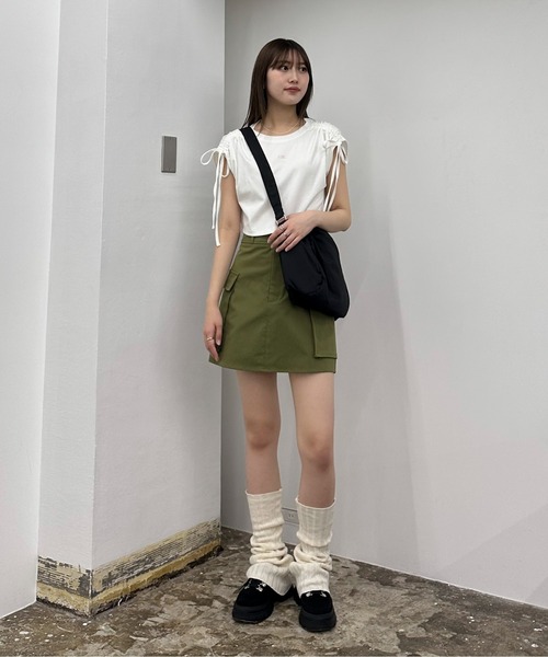 EPIMI E'PIMMY（エピミエピミー）の「ショルダードロストTシャツ（Tシャツ/カットソー・レディース・オートミール/ブラック/オフホワイト・MEDIUM）」の6枚目の写真