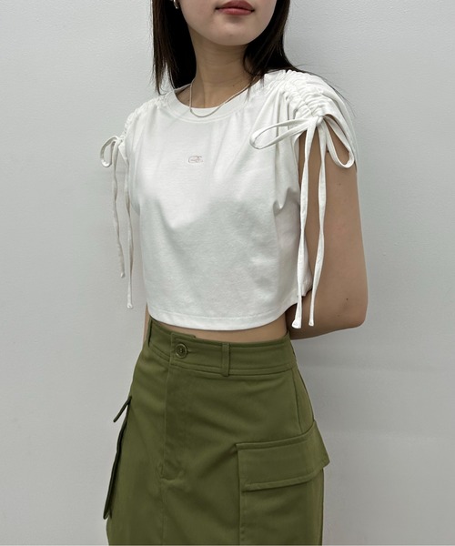 EPIMI E'PIMMY（エピミエピミー）の「ショルダードロストTシャツ（Tシャツ/カットソー・レディース・オートミール/ブラック/オフホワイト・MEDIUM）」の8枚目の写真
