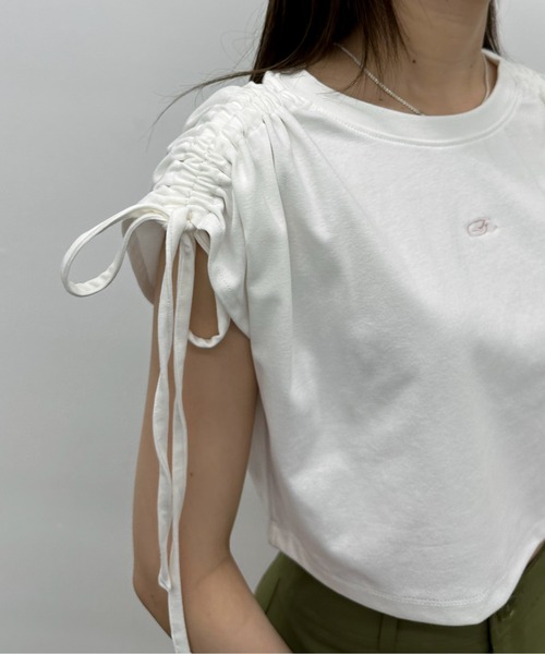 EPIMI E'PIMMY（エピミエピミー）の「ショルダードロストTシャツ（Tシャツ/カットソー・レディース・オートミール/ブラック/オフホワイト・MEDIUM）」の12枚目の写真
