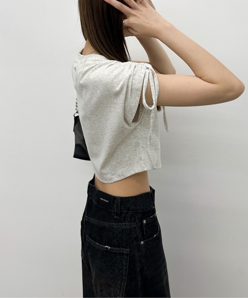 EPIMI E'PIMMY（エピミエピミー）の「ショルダードロストTシャツ（Tシャツ/カットソー・レディース・オートミール/ブラック/オフホワイト・MEDIUM）」の9枚目の写真