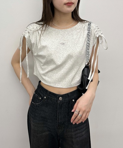 EPIMI E'PIMMY（エピミエピミー）の「ショルダードロストTシャツ（Tシャツ/カットソー・レディース・オートミール/ブラック/オフホワイト・MEDIUM）」の20枚目の写真