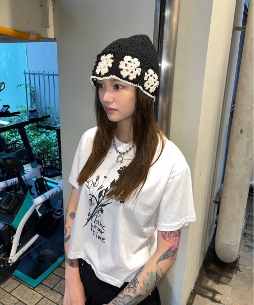 XU(エックスユー)の「韓国ファッション XU エックスユー crochet knit hat 2 ニットバケットハット クロシェハット ニットバケットハット クロシェ編み バケットハット(ハット・メンズ・アイボリー/ブラック/グリーン・ONE SIZE)」の9枚目の写真