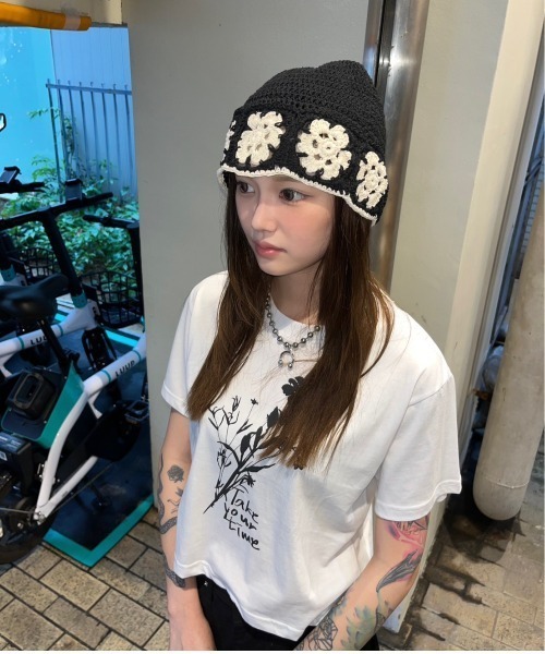 XU(エックスユー)の「韓国ファッション XU エックスユー crochet knit hat 2 ニットバケットハット クロシェハット ニットバケットハット クロシェ編み バケットハット(ハット・メンズ・アイボリー/ブラック/グリーン・ONE SIZE)」の8枚目の写真