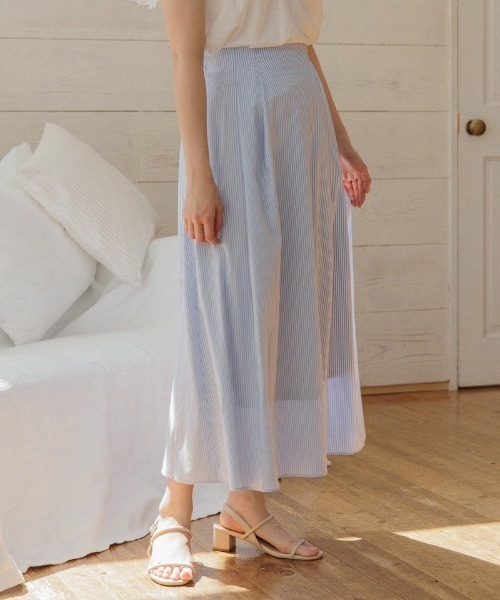 flower(フラワー)の「サマリーフレアスカート(スカート・レディース・ブルー/ホワイト・FREE)」の1枚目の写真