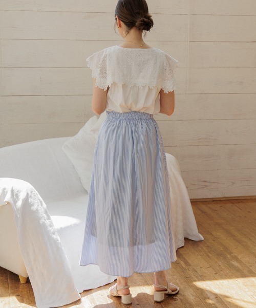 flower(フラワー)の「サマリーフレアスカート(スカート・レディース・ブルー/ホワイト・FREE)」の13枚目の写真