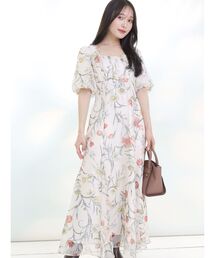 MERCURYDUO | ボタニカルフラワーバルーンスリーブワンピース(ワンピース)