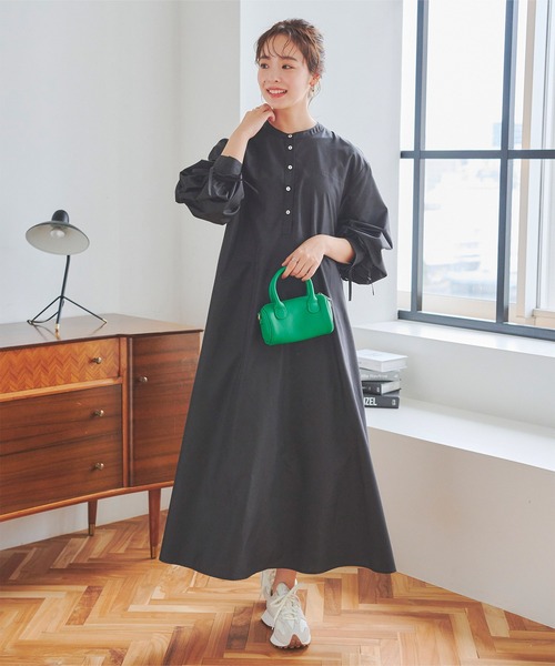 titivate（ティティベイト）の「ボリュームスリーブシャツワンピース（シャツワンピース・レディース・ブラック/オフホワイト/ブラウン・S/M）」の5枚目の写真