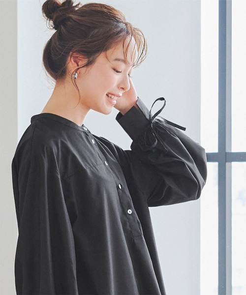 titivate（ティティベイト）の「ボリュームスリーブシャツワンピース（シャツワンピース・レディース・ブラック/オフホワイト/ブラウン・S/M）」の6枚目の写真