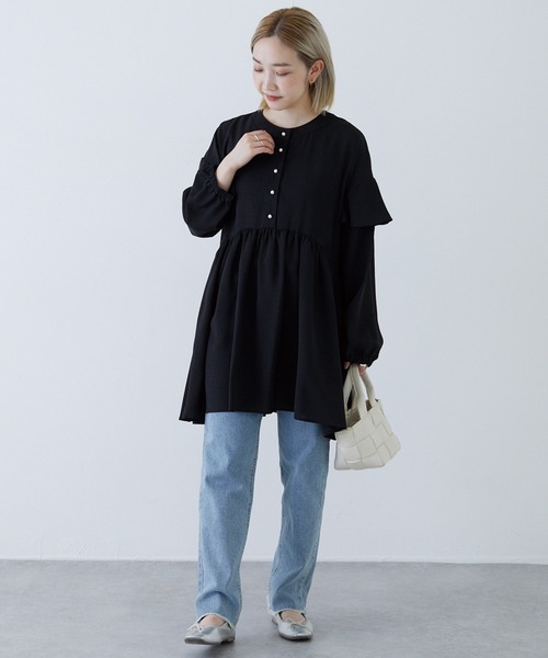 LAVEANGE（ラビアンジェ）の「ギャザーフレアチュニックブラウス（シャツ/ブラウス・レディース・ブラック/オフホワイト/カーキ・4L/M/LL/3L/5L）」の17枚目の写真
