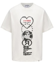 FREE WORLD ORDER（フリーワールドオーダー）の「【FREE WORLD ORDER】FVVO LOVE CONTACT T-SHIRT(ホワイト) / 【F.V.V.O】ハートロゴプリント半袖Tシャツ（Tシャツ/カットソー）」
