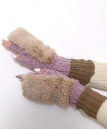 POU DOU DOU | エコファー×ニットカットオフグローブ(手袋)