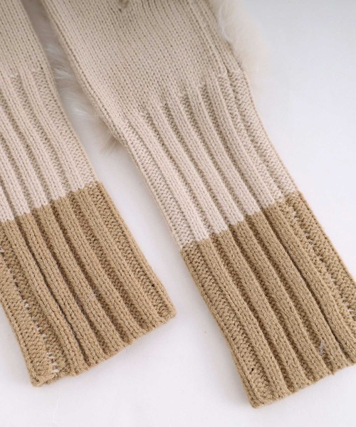 POU DOU DOU（プードゥドゥ）の「エコファー×ニットカットオフグローブ（手袋・レディース・オフホワイト/グレー/グレー系その他・8）」の10枚目の写真