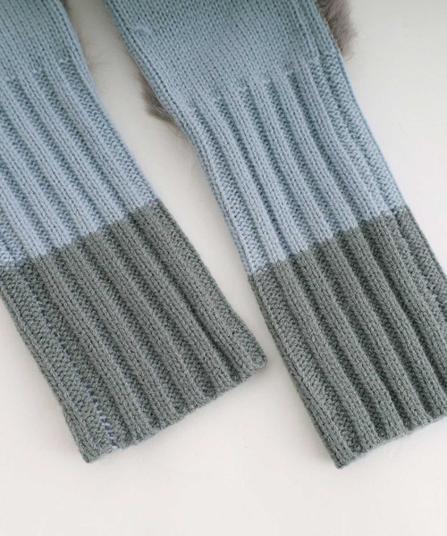 POU DOU DOU（プードゥドゥ）の「エコファー×ニットカットオフグローブ（手袋・レディース・オフホワイト/グレー/グレー系その他・8）」の14枚目の写真
