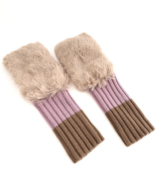 POU DOU DOU（プードゥドゥ）の「エコファー×ニットカットオフグローブ（手袋・レディース・オフホワイト/グレー/グレー系その他・8）」の15枚目の写真