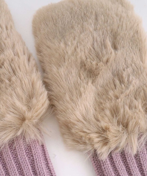 POU DOU DOU（プードゥドゥ）の「エコファー×ニットカットオフグローブ（手袋・レディース・オフホワイト/グレー/グレー系その他・8）」の16枚目の写真
