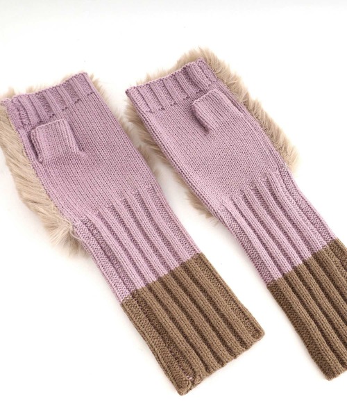 POU DOU DOU（プードゥドゥ）の「エコファー×ニットカットオフグローブ（手袋・レディース・オフホワイト/グレー/グレー系その他・8）」の17枚目の写真