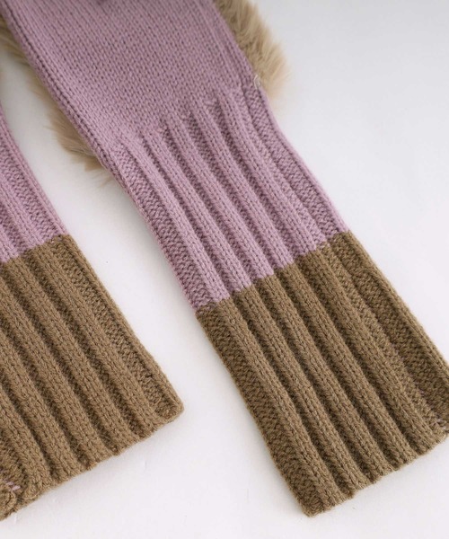 POU DOU DOU（プードゥドゥ）の「エコファー×ニットカットオフグローブ（手袋・レディース・オフホワイト/グレー/グレー系その他・8）」の18枚目の写真