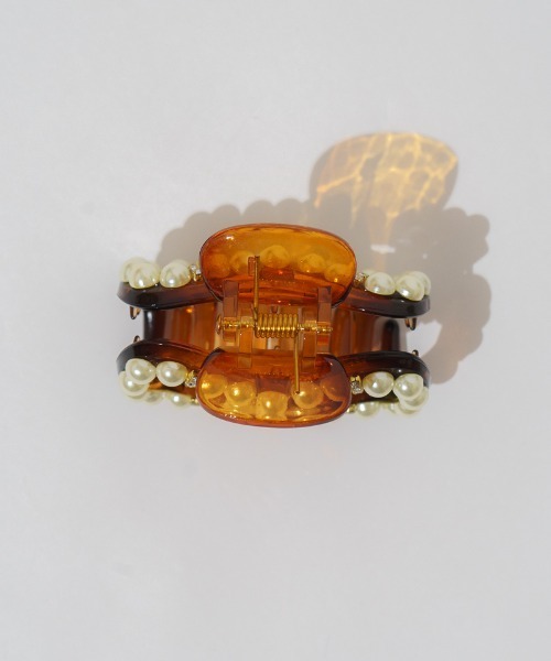 flower（フラワー）の「パーリーリボンクリップ（バレッタ/ヘアクリップ・レディース・ブラウン/アイボリー・FREE）」の6枚目の写真