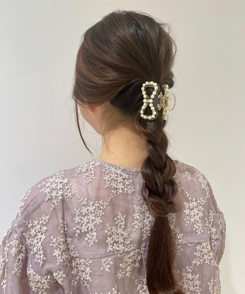 flower（フラワー）の「パーリーリボンクリップ（バレッタ/ヘアクリップ・レディース・ブラウン/アイボリー・FREE）」の13枚目の写真