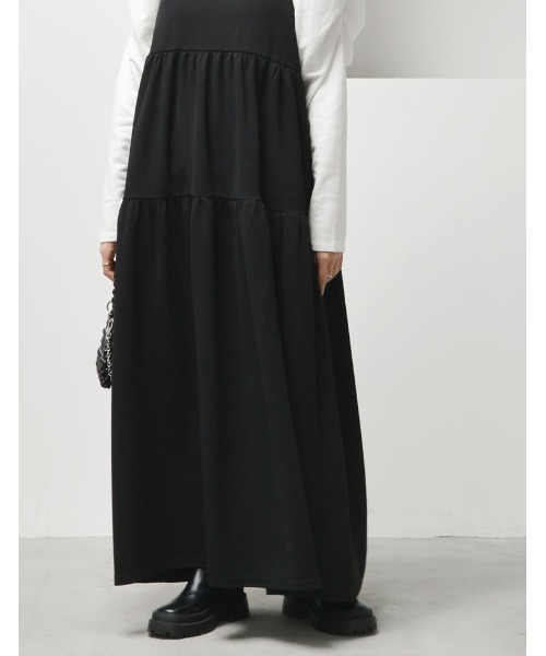 Re:EDIT（リエディ）の「[低身長/高身長サイズ有][イージーケア]カットジョーゼットティアードバックオープンキャミワンピース（ジャンパースカート・レディース・アイボリー系/ブラック/チャコールグレー・SHORT/LARGE/TALL/MEDIUM）」の11枚目の写真